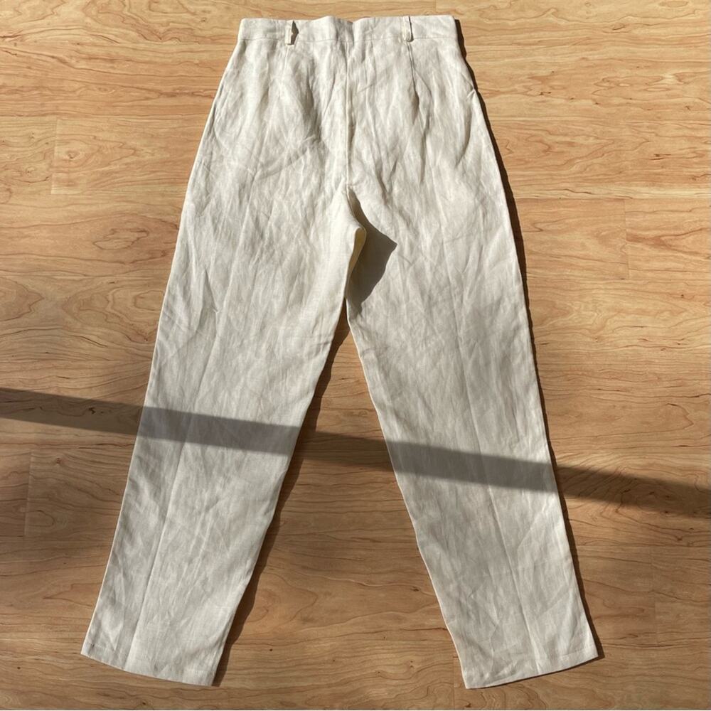 100% Linen All That Remains Relaxed Trouser Pants in Almond Beige US Size 6 NWOT - Picture 4 of 10
